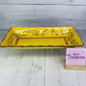 Home Trends ITALIAN VILLA Berry Scrolls Yellow Green 17" Retangular Serving Tray